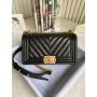 Medium Boy Chanel Handbag  in Grained leather 